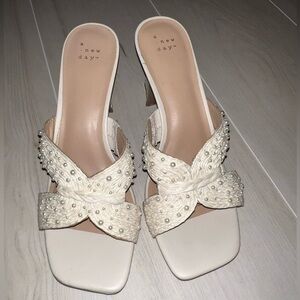 A New Day Cream Beaded Heeled Sandals